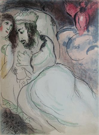 Lithograph Chagall - Sara et Abimelech