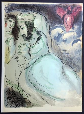 Lithograph Chagall - SARA ET ABIMELECH (Sarah and Abimelech). Lithographie originale