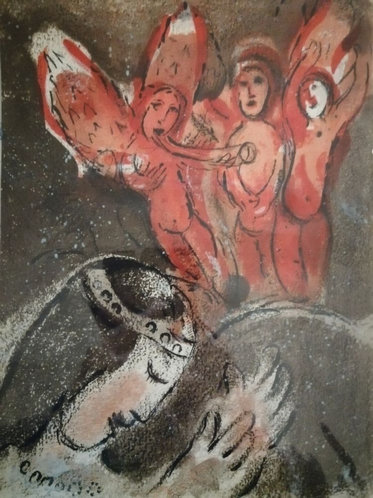 Lithograph Chagall - Sara et les Anges