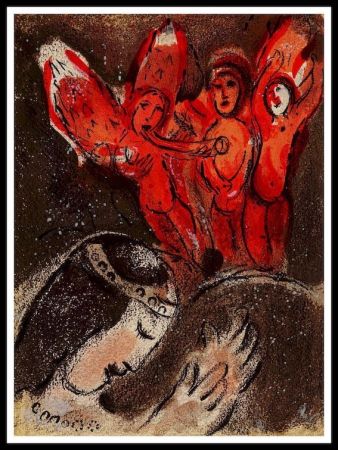 Lithograph Chagall - Sara y los ángeles
