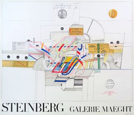 Lithograph Steinberg - Saul Steinberg, Ticket via Airmail, Affiche en Lithographie, 1970
