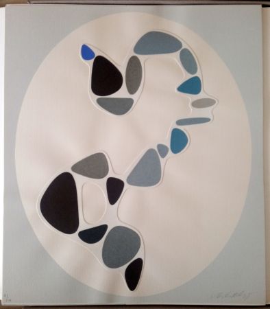 No Technical Vasarely - Sauzon (Belle Isle) - Original collage with screenprint