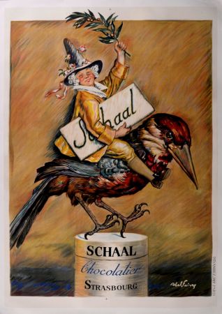 Lithograph Faivre - Schaal, Chocolatier, 1920 - Large lithograph poster!