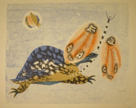 Lithograph Lurcat - (Schildkröte und Libelle)