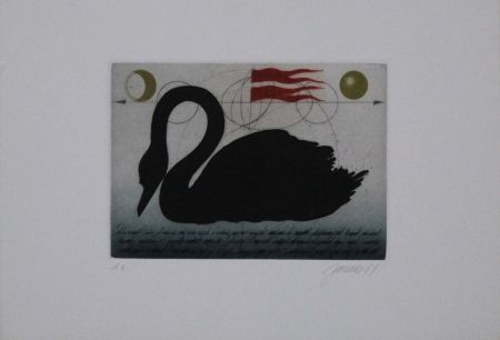 Etching And Aquatint Janak - Schwarzer Schwan / Black Swan