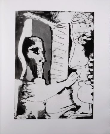 Aquatint Picasso - Sculpteur et sculpture, 1966 - A fantastic original large-size etching (Aquatint) by the Master!
