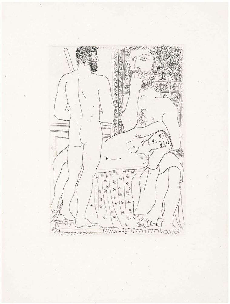 Engraving Picasso - Sculpteur, modèle couché et sculpture (Suite Vollard, pl. 37) - 1933