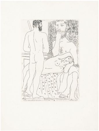 Engraving Picasso - Sculpteur, modèle couché et sculpture (Suite Vollard, pl. 37) - 1933