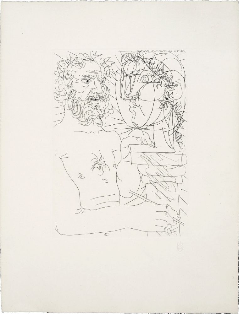 Engraving Picasso - Sculpteur à mi-corps au travail (Suite Vollard, pl. 49). 1933