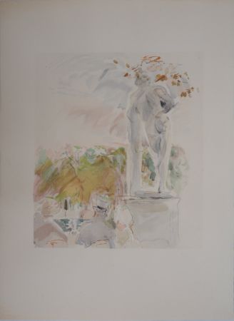 Lithograph Morisot - Sculptures au Au Jardin des Tuileries