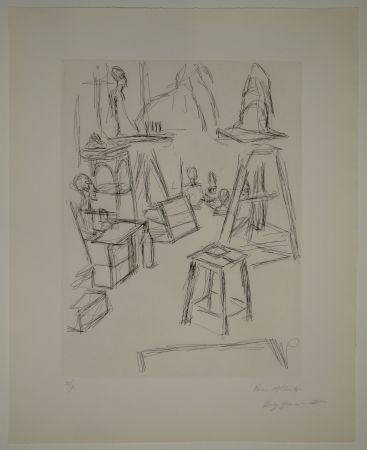 Engraving Giacometti - Sculptures dans l'atelier VI / Les Sculptures (Sculptures). 