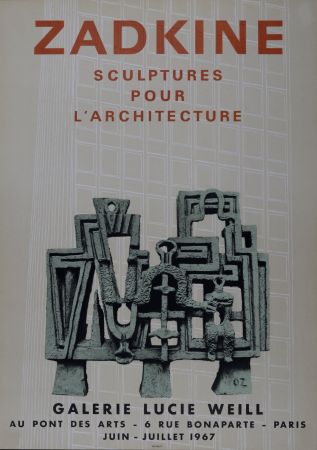 Lithograph Zadkine - Sculptures pour l'architecture - Galerie Lucie Weill, 1967