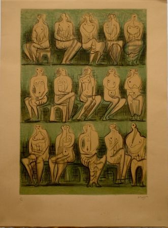 Lithograph Moore - Seated Figures