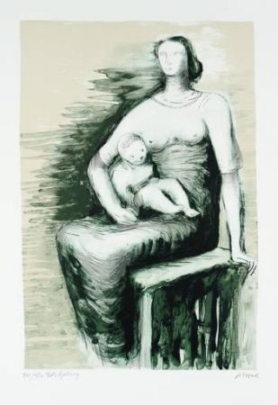 Lithograph Moore - Seated Mother & Child
