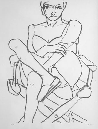 Lithograph Diebenkorn - Seating woman in Chemise