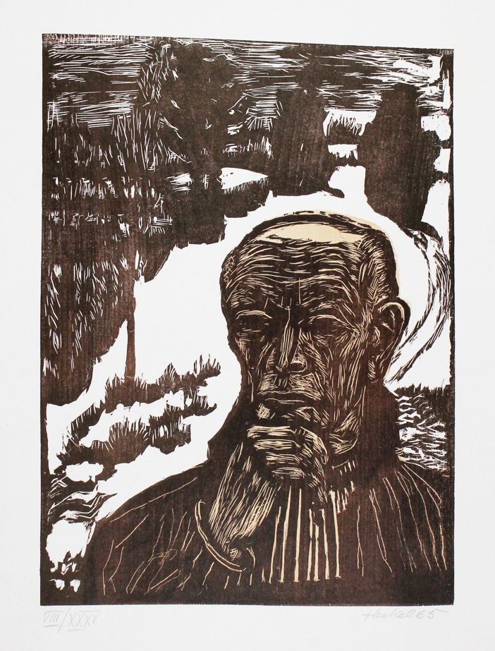 Woodcut Heckel - (Self-)Portrait