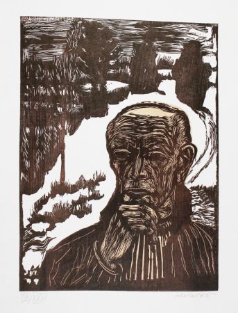 Woodcut Heckel - (Self-)Portrait