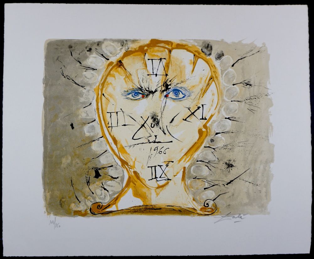 Lithograph Dali - Self-Portrait Sundial