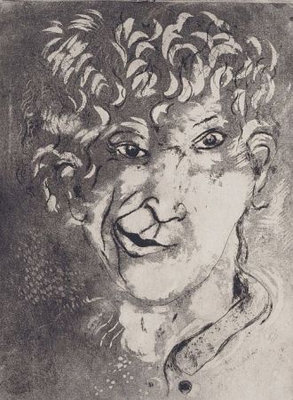 Etching And Aquatint Chagall - Self-Portrait with Grimace