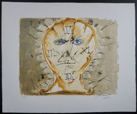 Lithograph Dali - Self Portrait Sundial