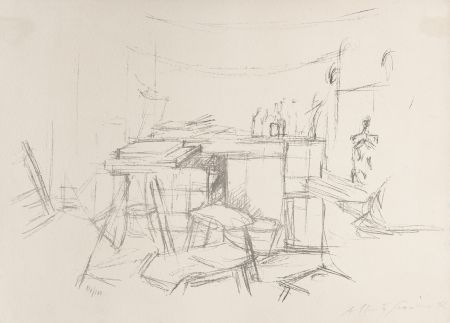 Lithograph Giacometti - Sellette et tabourets dans l'atelier I