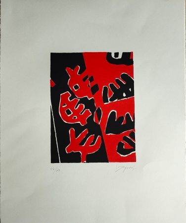 Lithograph Capogrossi - Senza Titolo (Rosso e Nero)