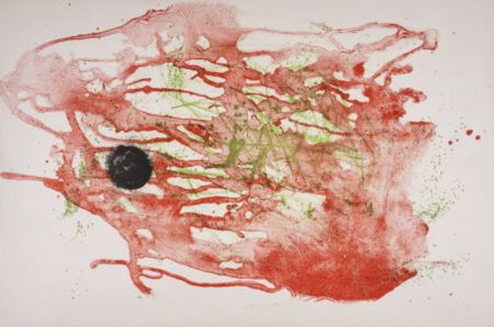 Lithograph Miró - Series I, red wash