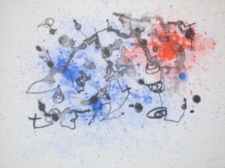 Lithograph Miró - Series II - Blue And Red - M290