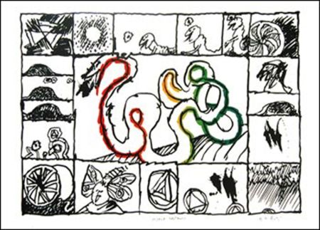 Lithograph Alechinsky - Serpent restauré 
