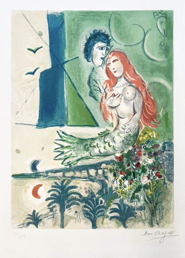 Lithograph Chagall - Sirène au Poète 