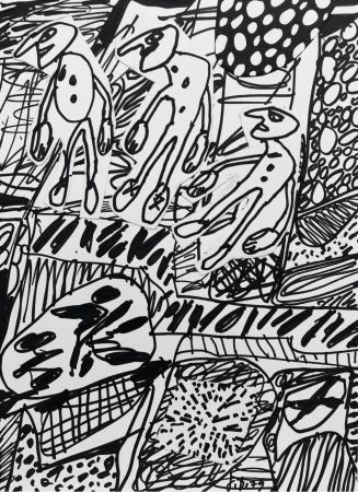 No Technical Dubuffet - Situation CII: Felt-tip pen & collage on paper