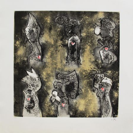 Etching And Aquatint Matta - Six personnages