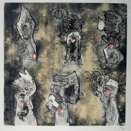 Etching And Aquatint Matta - Six personnages