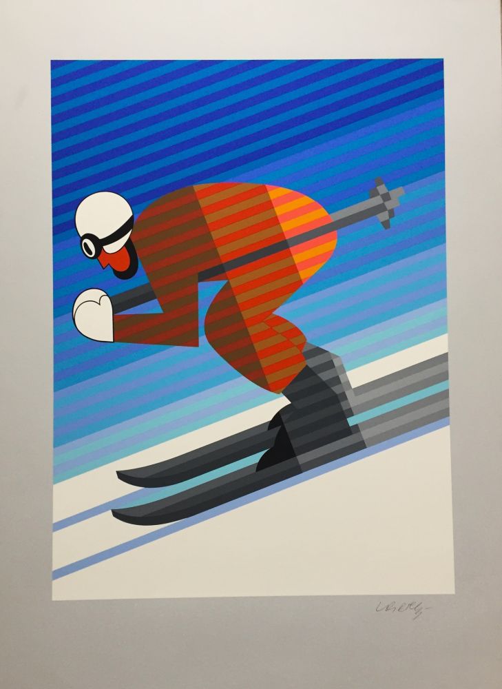 Screenprint Vasarely - Skier