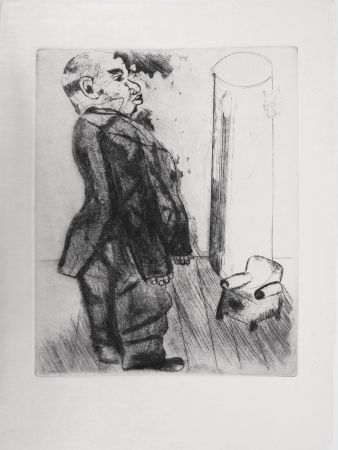 Etching Chagall - Sobakévitch près du fauteuil (Les Âmes mortes)