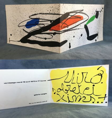 Lithograph Miró - SOBRETEIXIMS…Carton d'invitation pour une exposition Miró à la Galerie Maeght. 1973.