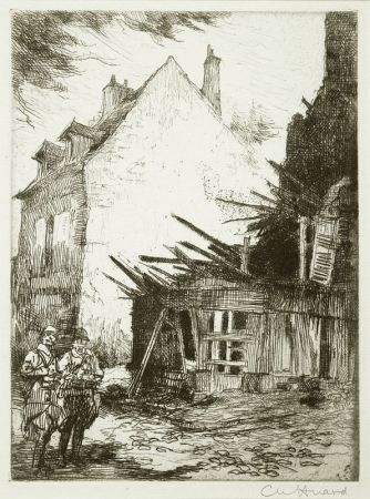Carborundum Huard - (Soldiers Surveying Ruins, WWI)