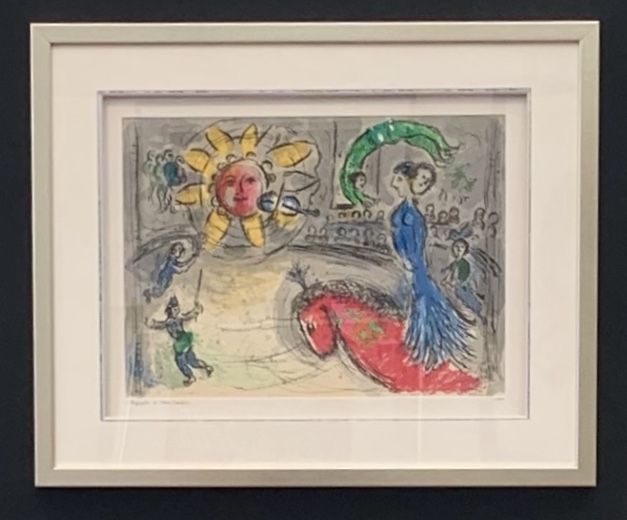 Lithograph Chagall - Soleil au cheval rouge