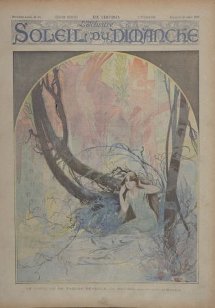 Lithograph Mucha - Soleil du Dimanche : Le Carillon de Pâques réveille la nature, 1896