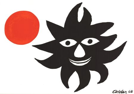 Lithograph Calder - SOLEIL ET LUNE (Sun and Moon) Lithographie originale de 1968