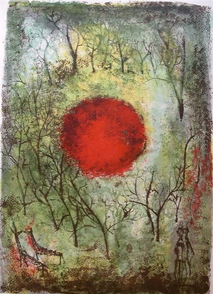 Lithograph Zao - Soleil Rouge