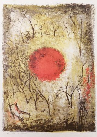 Lithograph Zao - Soleil Rouge 