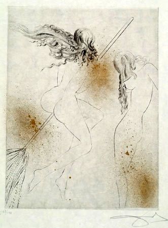 Etching Dali - Sorcieres au Balais (Witches with Broom)