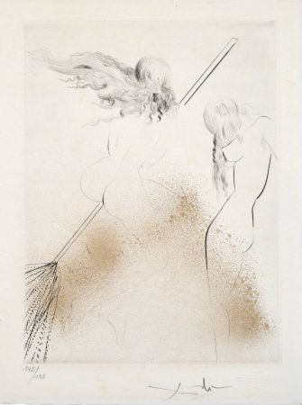 Drypoint Dali - Sorcière au Balai (Witch on Broom)