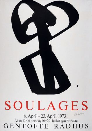 Screenprint Soulages - Soulages au Gentofte Rådhus - Sérigraphie n°1, 1973 - Hand-signed