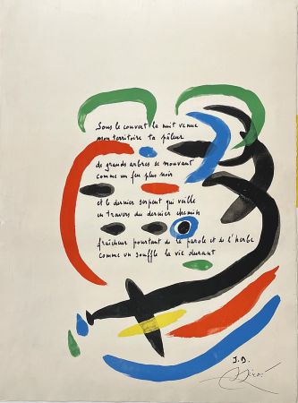 Lithograph Miró - Sous le couvert la nuit venue