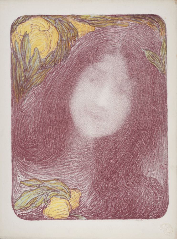 Lithograph Aman-Jean - Sous les Fleurs, 1897