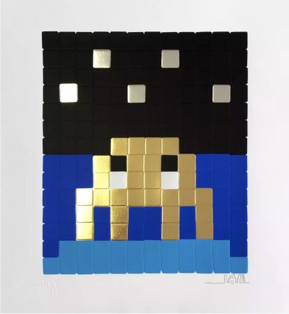 Screenprint Invader - Space One (Gold)