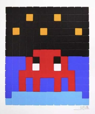 Screenprint Invader - Space One (Red)