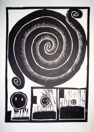 Woodcut Alechinsky - Spirale